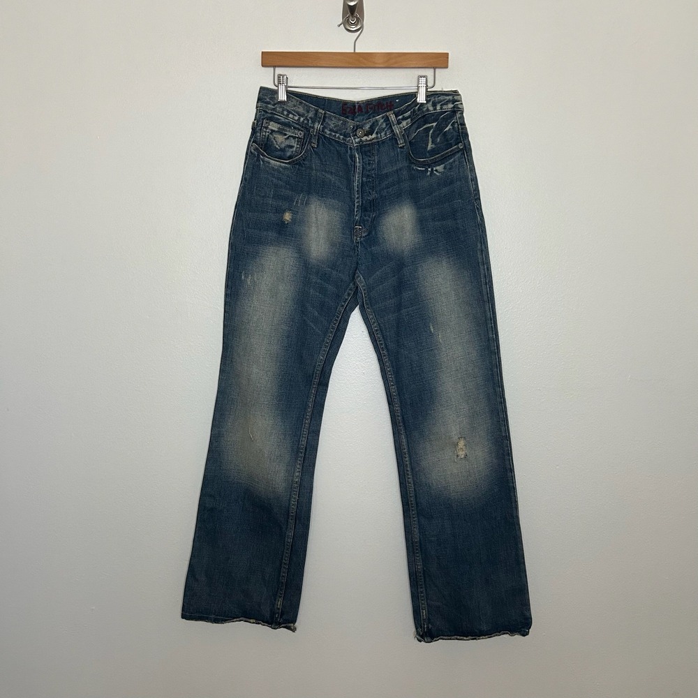 Ezra Fitch Abercrombie Distressed Wide Leg Denim Jeans Blue Sz 30 x 30